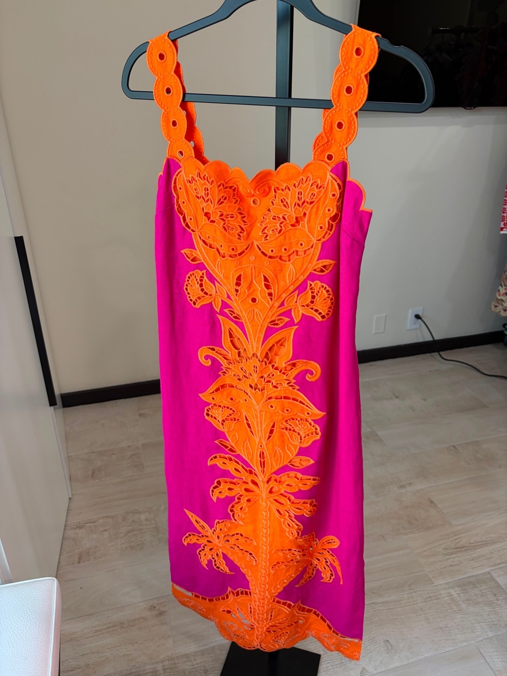 Farm Rio Pink Cutwork Midi Dress - Picture 7 of 10